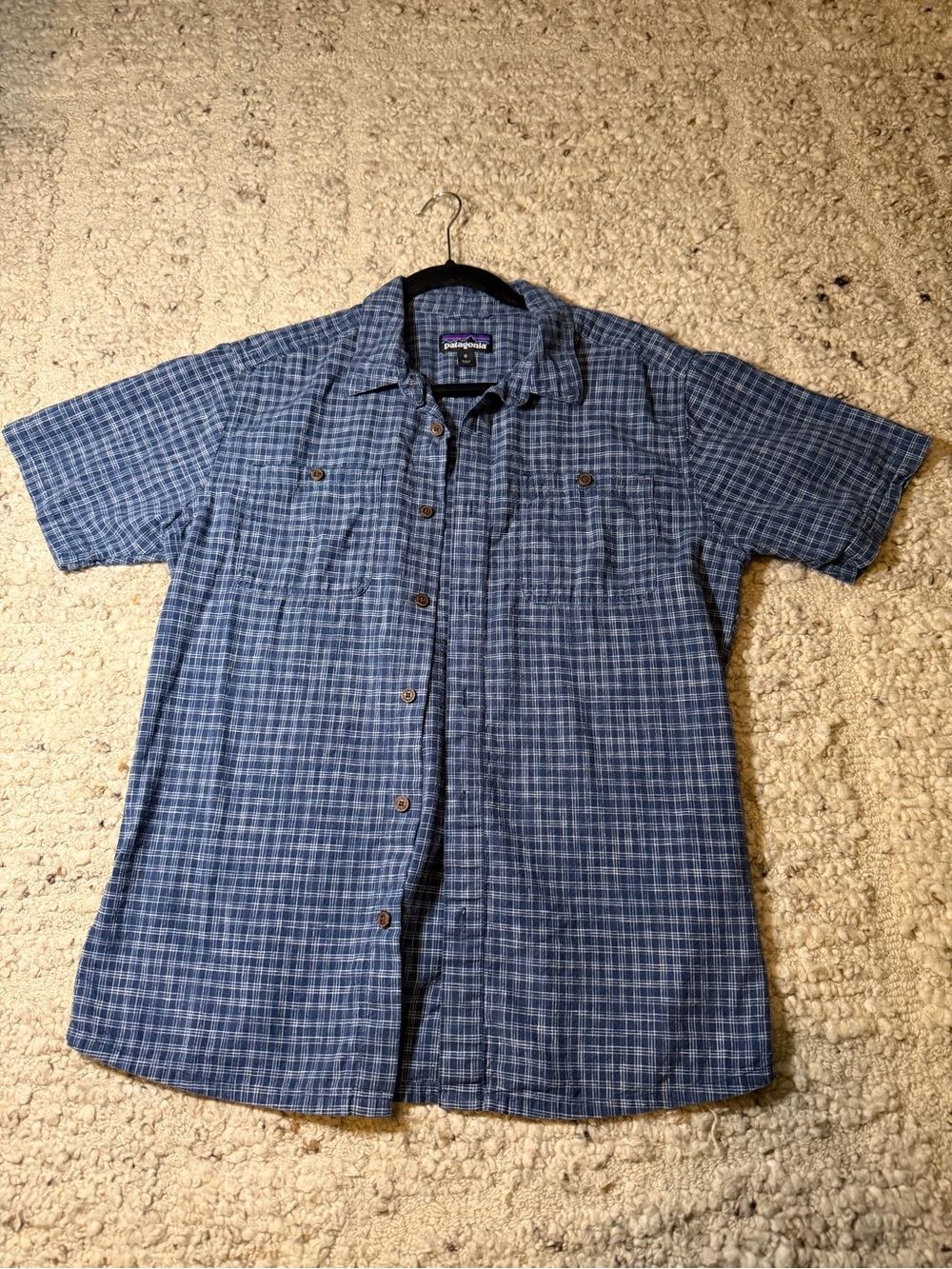 Patagonia Blue Plaid Short-Sleeve Button-Down Shirt